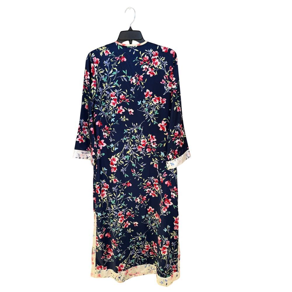 Oscar de la Renta Pink Label Floral Maxi Dress S/M Satin Trim Lounge Gown Luxury - Picture 10 of 11